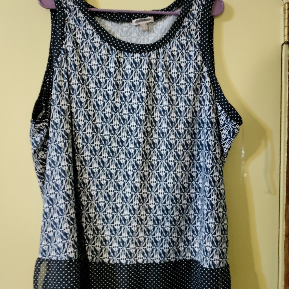 Roz & Ali Sleeveless Navy Top 3X